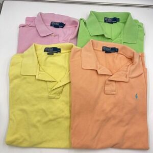Ralph Lauren Polo Shirts Mens XL Lot of 4 Pastel Colors Pink Green Yellow Orange